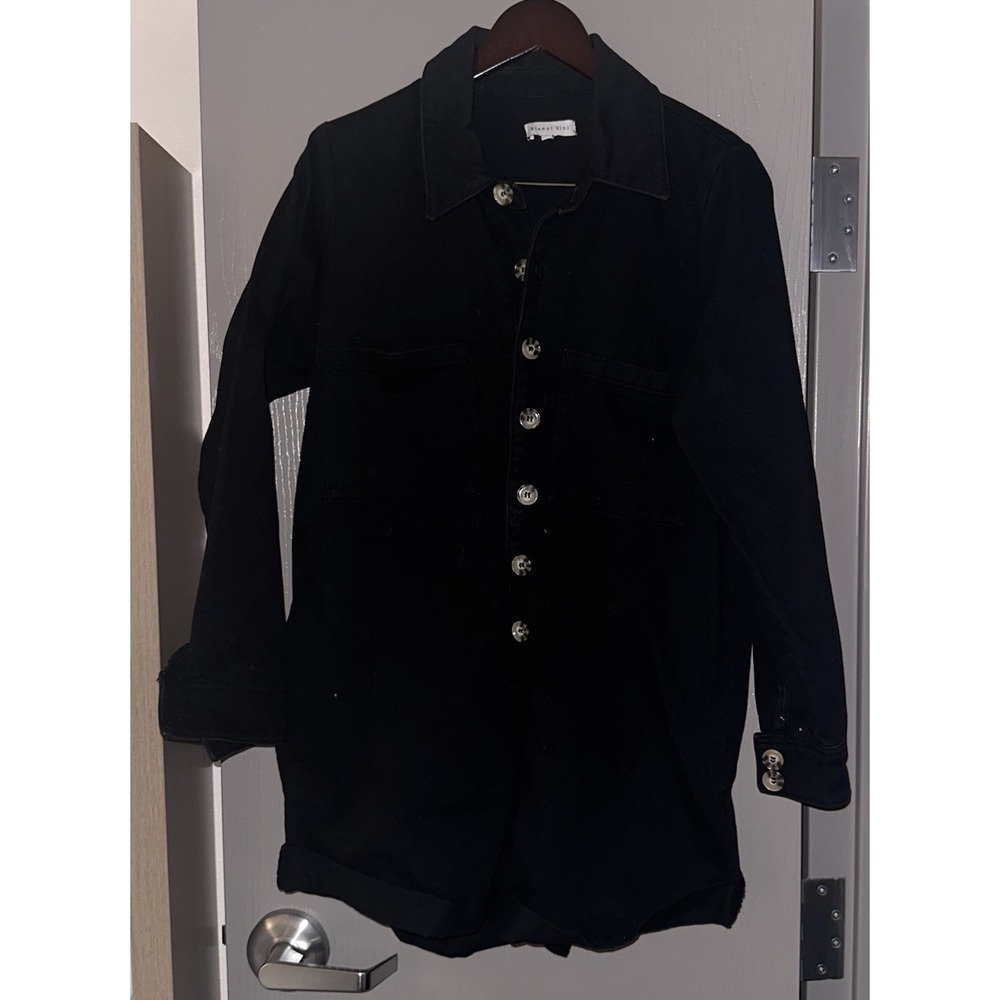 Gianni Bini Womens Linen Blend Long Balloon Sleeve Shorts Romper M Black Stretch
